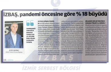 İzbaş - Press News - İzmir Serbest Bölgesi, Pandemi Öncesine Göre Yüzde 18 Büyüdü