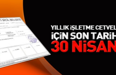 İzbaş - News From İZBAŞ - YILLIK İŞLETME CETVELİ İÇİN SON TARİH 30 NİSAN 2018