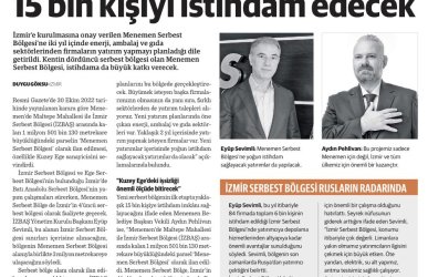 İzbaş - Press News - MENEMEN SERBEST BÖLGESİ 15 BİN KİŞİYİ İSTİHDAM EDECEK