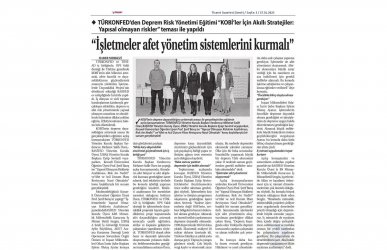 İzbaş - Basın Haberleri - İşletmeler Afet Yönetim Sistemlerini Kurmalı