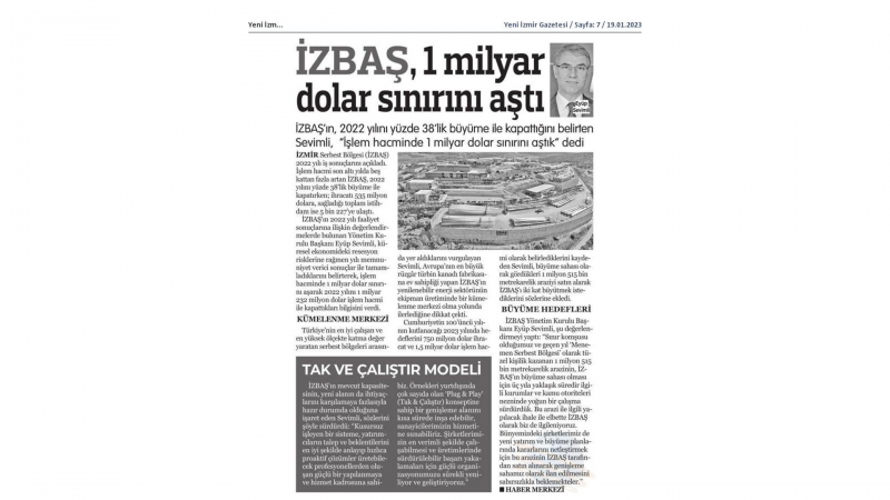 İzbaş - İZBAŞ 1 Milyar Dolar Sınırını Aştı