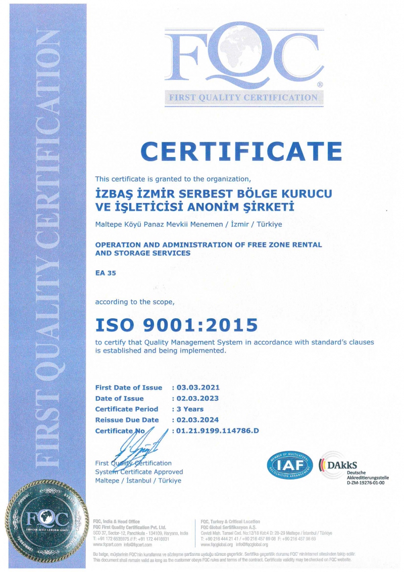 İzbaş - Quality Certificates - Certificate - 1