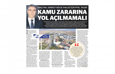 İzbaş - Press News - İZBAŞ, FOR FREE ZONE TENDER CANCELLATION REQUEST 