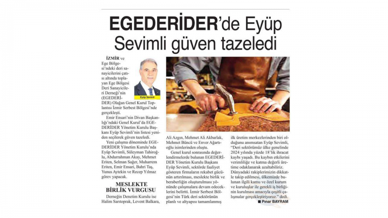 İzbaş - EGEDERİDER’DE EYÜP SEVİMLİ GÜVEN TAZELEDİ