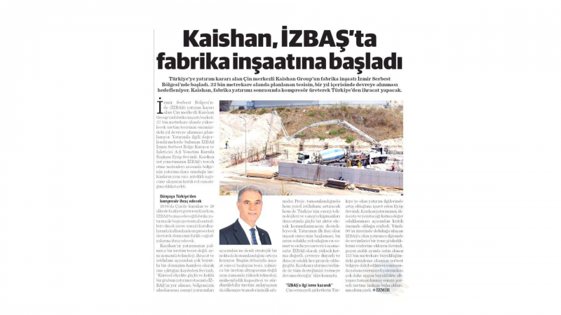 İzbaş - CONSTRUCTION BEGINS ON KAISHAN’S İZBAŞ INVESTMENT
