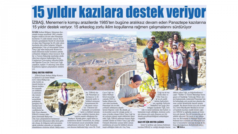 İzbaş - İZBAŞ 15 YILDIR PANAZTEPE KAZILARINA DESTEK VERİYOR