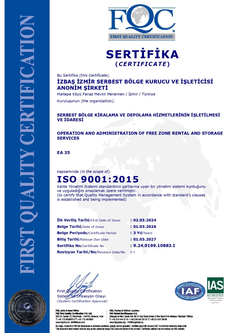 İzbaş - Сертификаты качества - Certificate - 1