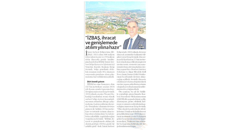 İzbaş - 2026 İZBAŞ İÇİN İHRACAT VE GENİŞLEME ATILIMI YILI OLACAK 